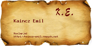 Kaincz Emil névjegykártya